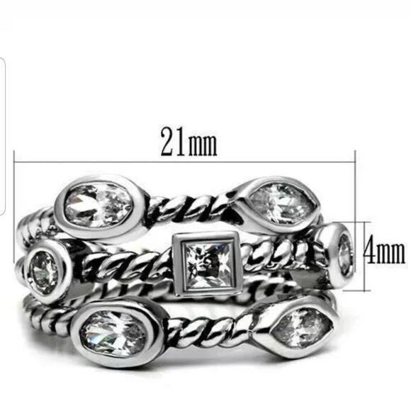 CZ CABLE STYLE CONFETTI RING - Picture 2 of 5